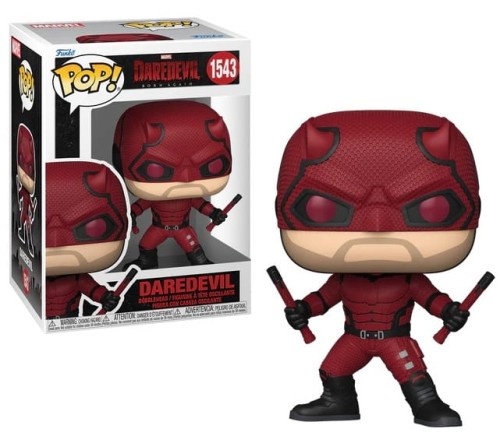 Figurka Funko POP! Daredevil z serialu Born Again obok opakowania