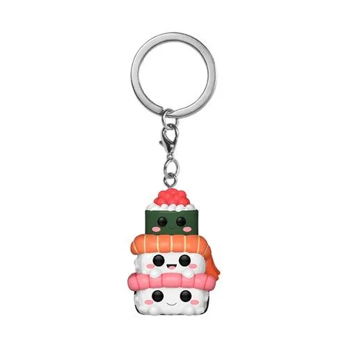 Miniaturowa figurka brelok przedstawiająca wieżę sushi w stylu kawaii