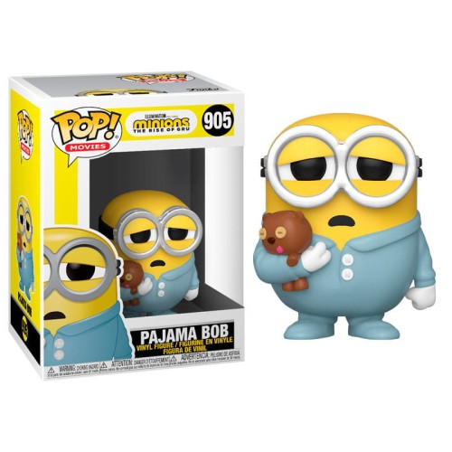 Kolekcjonerska figurka Funko POP! Minionek Bob w piżamie obok oryginalnego pudełka