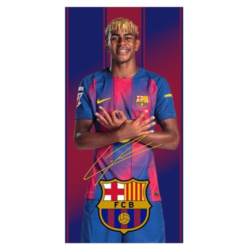 Oficjalny licencjonowany ręcznik z mikrofibry FC Barcelona z piłkarzem Lamine Yamalem