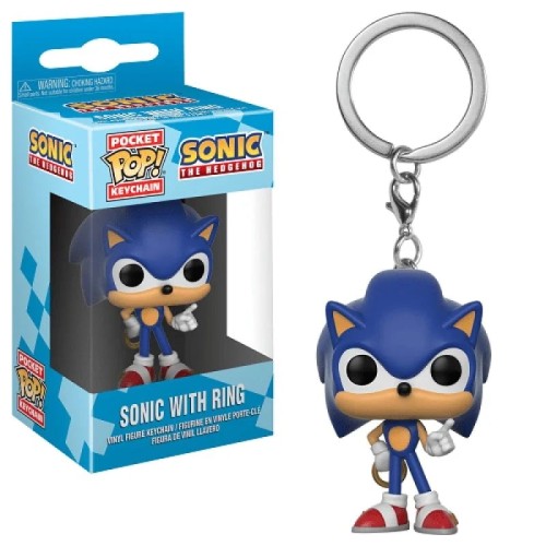 Brelok Funko Pocket POP! Keychain Sonic the Hedgehog z złotym pierścieniem w pudełku kolekcjonerskim.