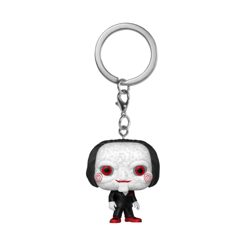 Brelok do kluczy lalka Billy z horroru Piła jako mini figurka Funko Pocket POP! detale postaci.