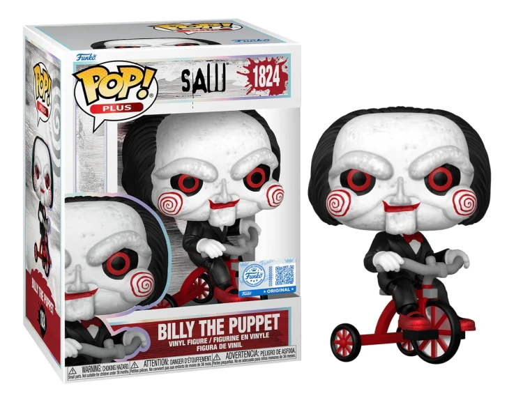 Figurka Funko POP! Plus SAW Billy the Puppet 1824 na czerwonym rowerku z pudełkiem.