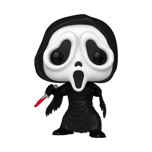 Kultowy morderca Ghostface z filmu Krzyk jako figurka Funko POP! zbliżenie na postać.