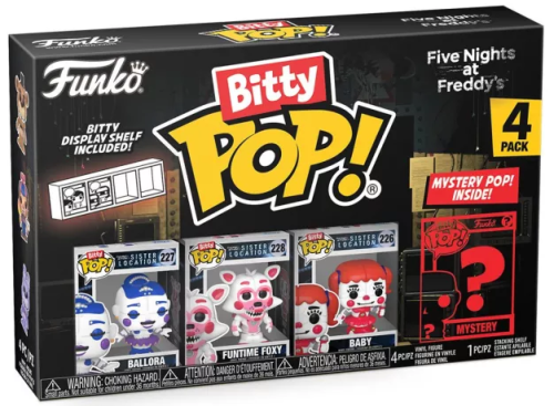 Bitty Pop! Five Nights at Freddy's zestaw 4 mini figurek 2,5 cm Ballora i przyjaciele w pudełku.
