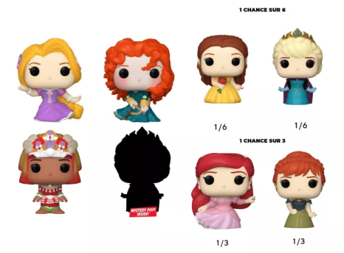 Mini figurki Disney Princess Bitty Pop! kolekcja 2,5 cm Roszpunka Merida Vaiana i niespodzianka.