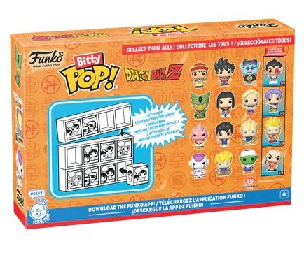 Tył opakowania Funko Bitty Pop! Dragon Ball Z prezentujący postacie i figurkę Mystery.