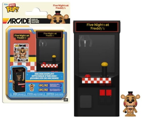 Zestaw Funko Bitty Pop! Display FNAF Toy Freddy Arcade opakowanie i figurka.