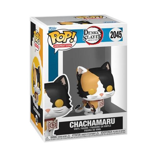Figurka kolekcjonerska Funko POP! Demon Slayer Kimetsu no Yaiba Chachamaru w opakowaniu.