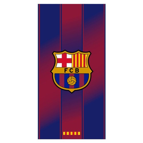 Ręcznik plażowy z mikrofibry FC Barcelona w klasyczne bordowo-granatowe pasy z herbem 70x140cm.
